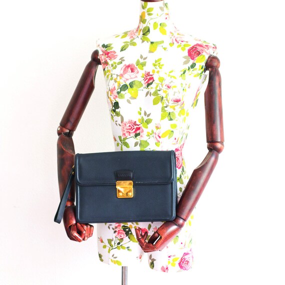 Pochette De Soirée Lanvin - Noire En Toile - Vintage, état Très Bon - Occasion