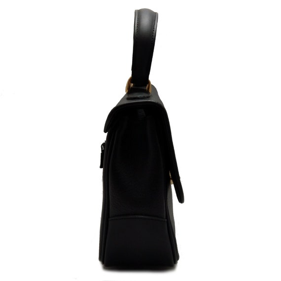 Vintage BURBERRYS black leather handbag, Gift for… - image 2