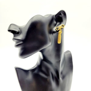 Elegant french vintage bow dangle earrings, statement earrings