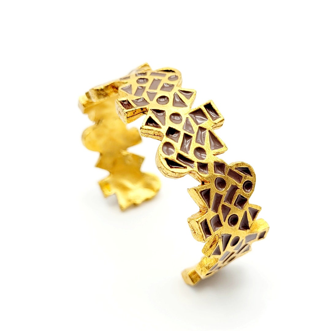 Bracelet Manchette Large Vintage BICHE DE BERE - Créateur Français Paris - Étain Argenté - Fermoir Toggle