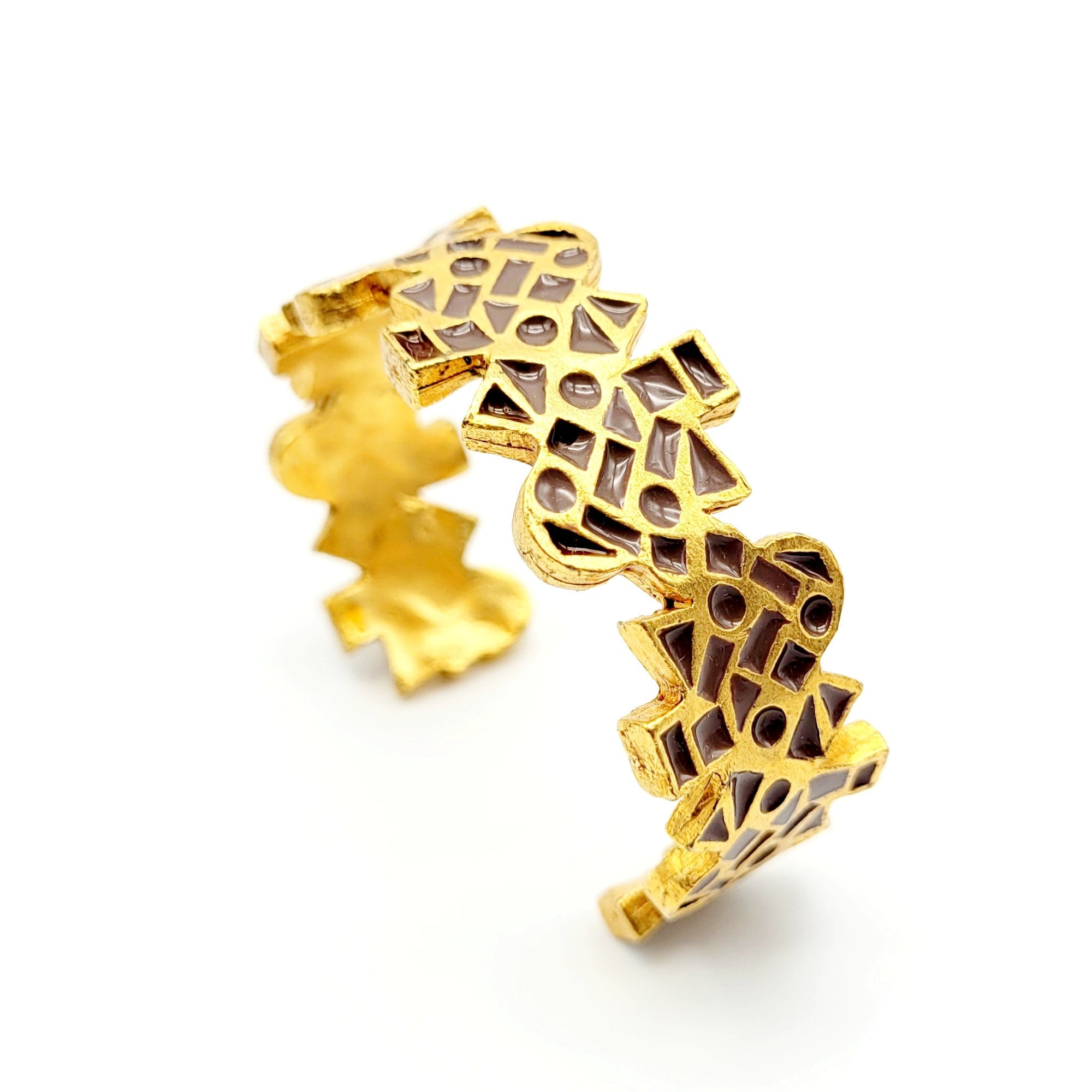 Bracelet Manchette Large Vintage Biche De Bere - Créateur Français Paris - Étain Argenté - Occasion
