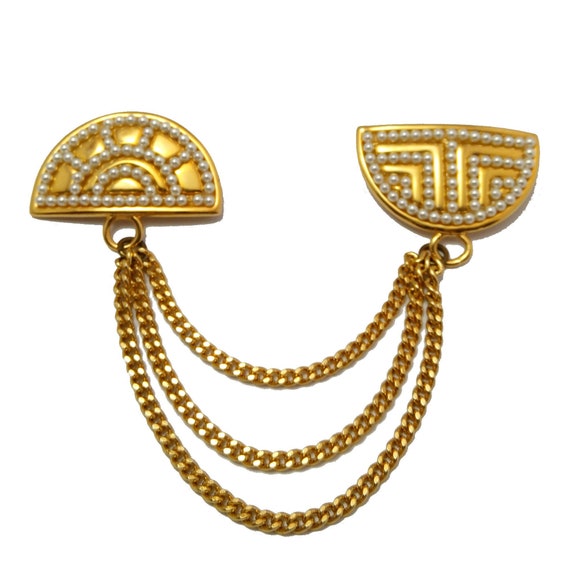 Vintage LOUIS FERAUD faux pearl brooch, Gift idea… - image 1