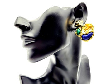 French vintage colorful earrings, statement earrings