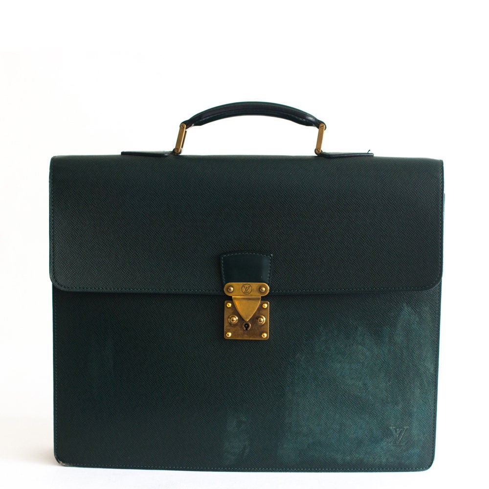 Louis Vuitton Kourad Ambassador Men Briefcase in Green Taiga 
