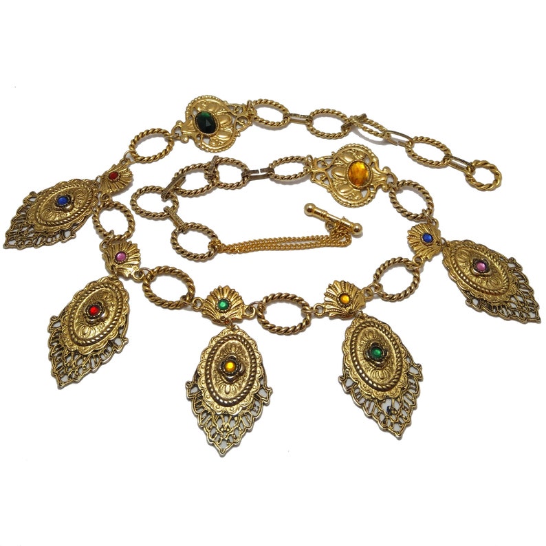 Gift for her Paris vintage fashion Haute Couture French vintage baroque link bronze belt