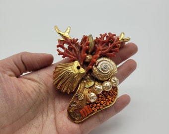 Vintage designer brooch Kalinger, gift for her, designer jewelry, unique brooch