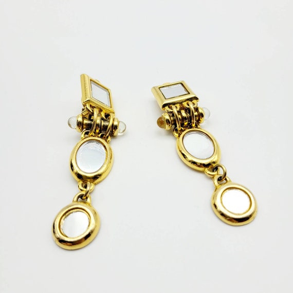 Vintage Claire Deve mirror dangle earrings, state… - image 5