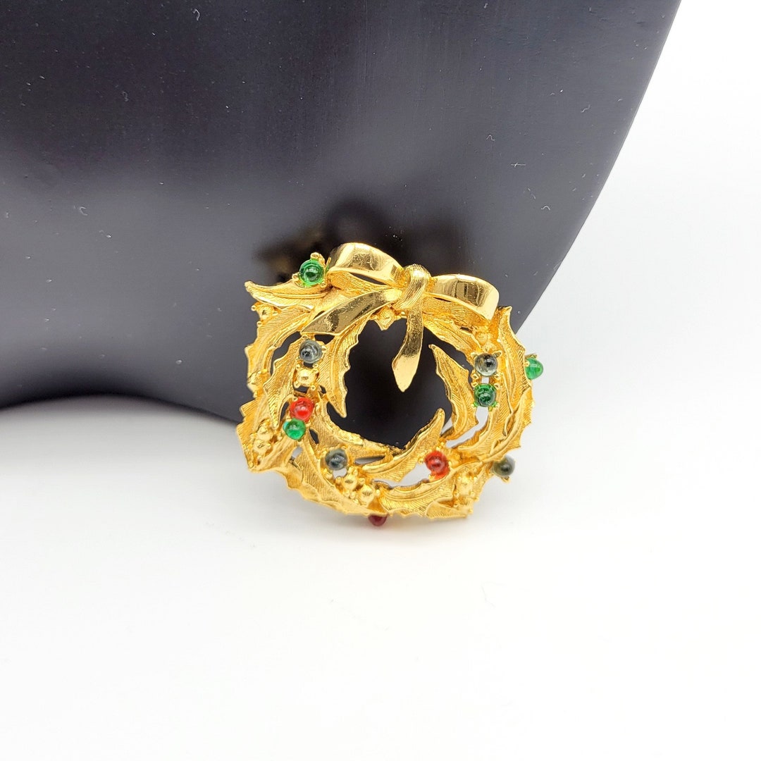 Broche Vintage Carven - Luxe Français, Ton Or, Avec Pierre En Verre Ambré - Occasion