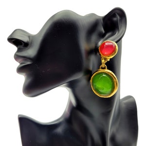 Vintage poured glass dangle earrings L&#39;or Du Soir, gift for her, french design, designer earrings, statement earrings