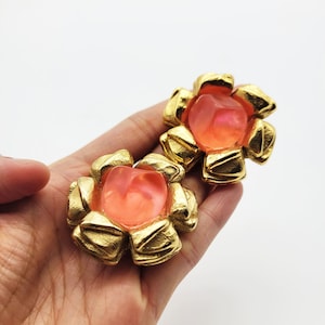 Vintage clip on earrings Jacky De G, designer earrings, costume earrings, gift for her, unique earrings, capsule wardrobe