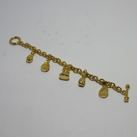 Vintage KENZO gold-tone bracelet with charms - image 2