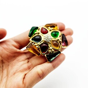 Vintage colorful flower brooch, gift for her, collectible jewelry, unique jewelry