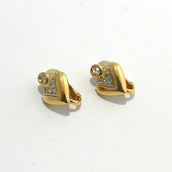 Boucles d'oreilles de forme de coeur de Nina Ricci de forme de coeur mignonnes avec des strass, statement earrings