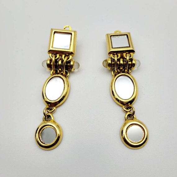 Vintage Claire Deve mirror dangle earrings, state… - image 3