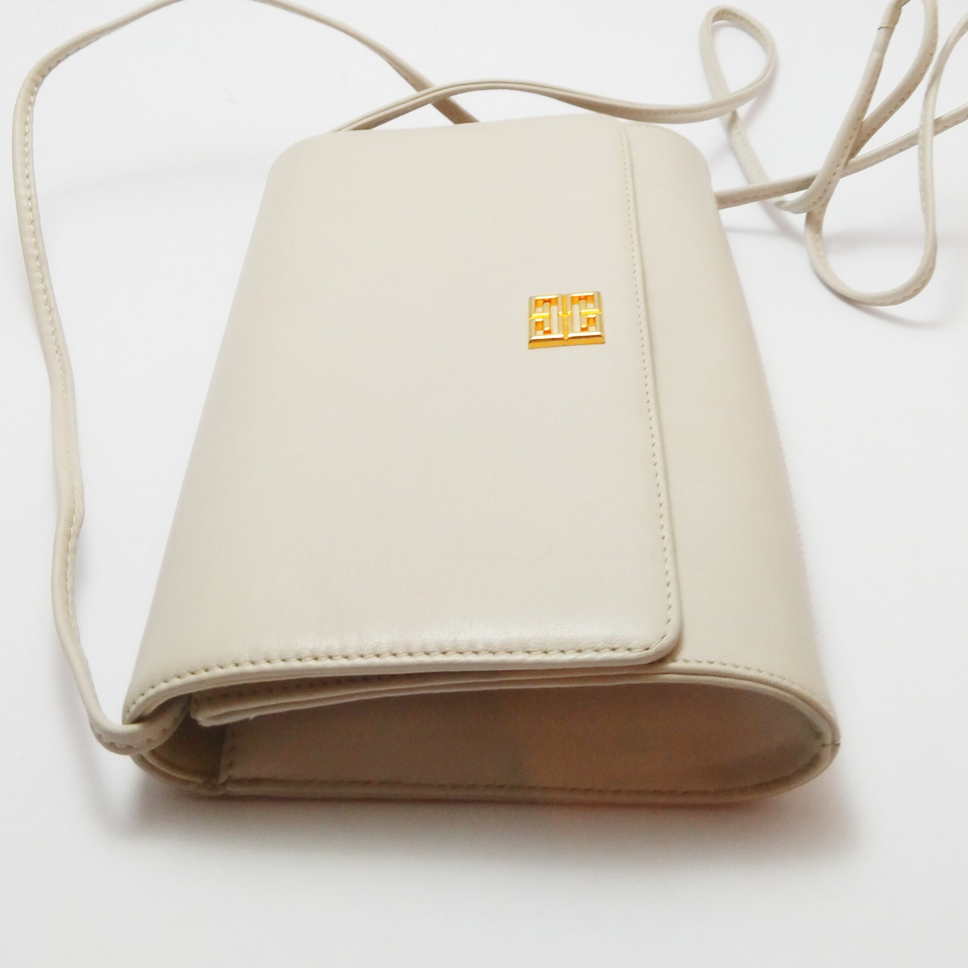 Vintage GIVENCHY Beige Leather Mini Crossbody Bag, Authentic