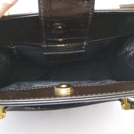 Vintage VERSACE brown patent leather handbag, Vin… - image 9