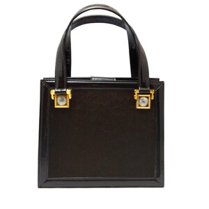 Vintage VERSACE brown patent leather handbag, Vintage designer handbag, Gift for he