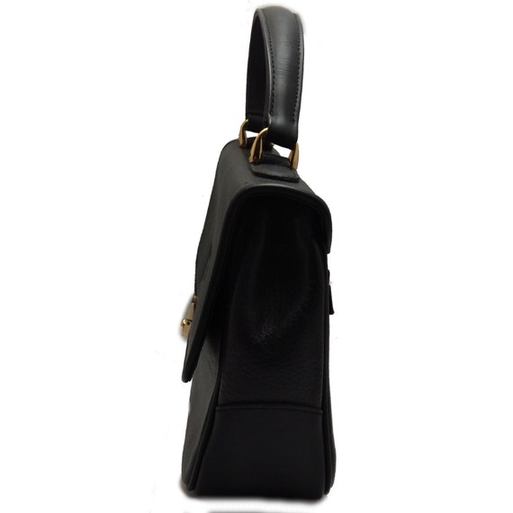 Vintage BURBERRYS black leather handbag, Gift for… - image 4