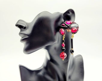 Massive vintage unsigned Jacky De G dangle earrings, statement earrings