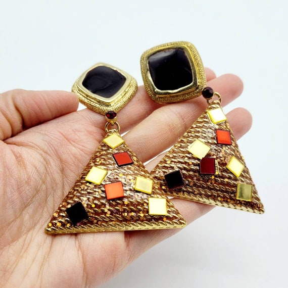 Massive French vintage earrings, statement earrin… - image 1