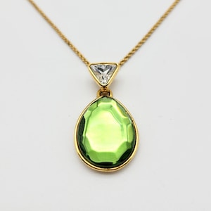 Collier pendentif vert Yves Saint Laurent vintage rare, bijoux fantaisie de créateur, cadeau pour elle