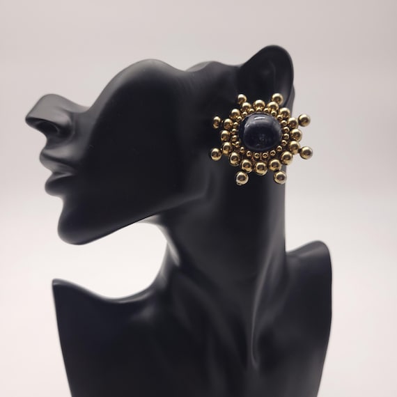 Vintage Statement Clip Earrings 80s Resin Earrings Retro