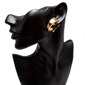 Vintage CHRISTIAN DIOR goldtone clip earrings, Haute Couture, 70s designer jewelry, Gift for her, statement earrings