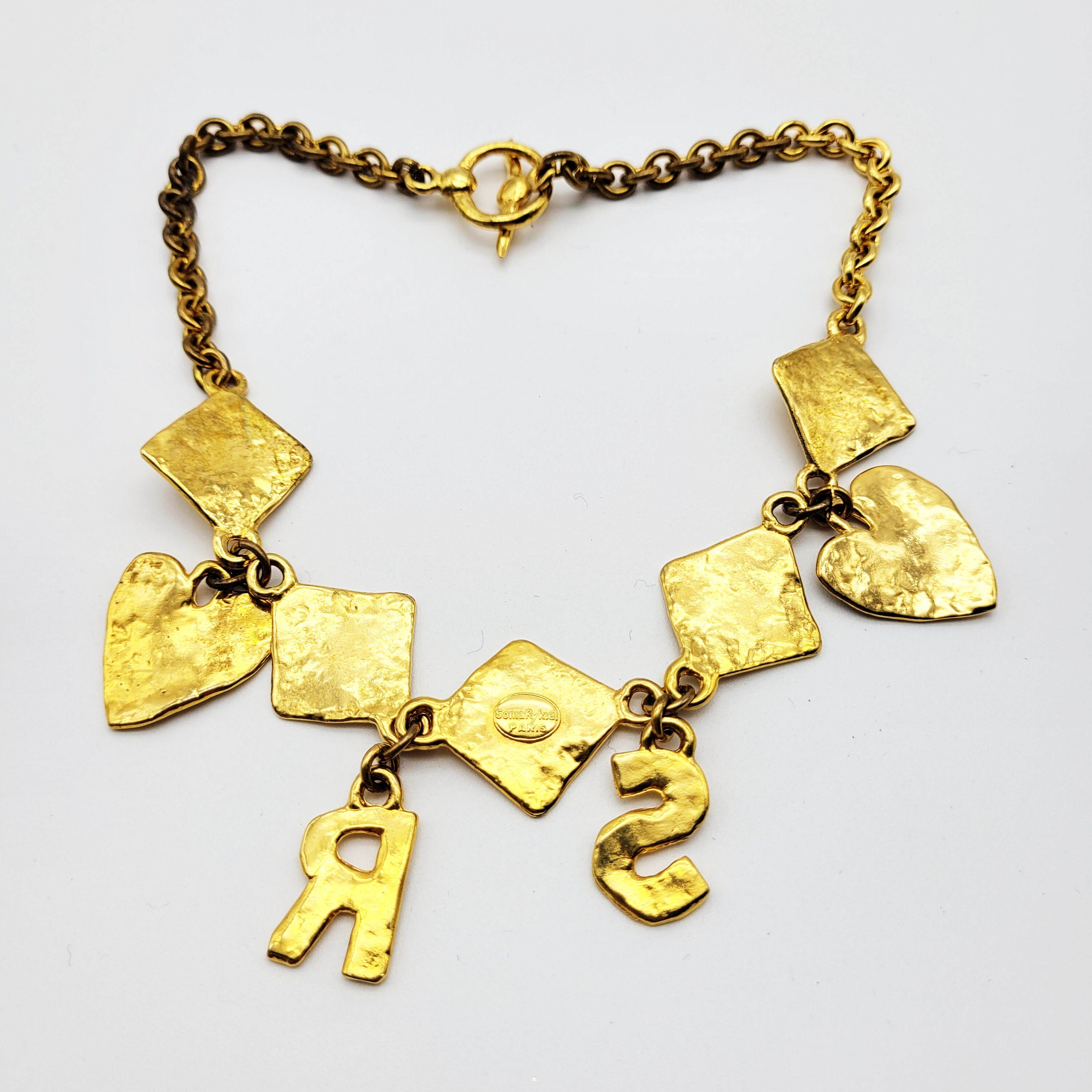 アクセサリー VINTAGE SONIA RYKIEL GOLD CHAIN NECKLASS Vintage Sonia Rykiel Golden Chain Necklace With Large Logo