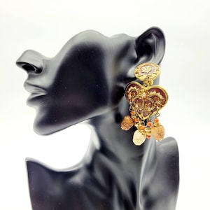 Vintage heart dangle earrings Jacky De G Paris, Paris jewelry, French designer, rare earrings, gift for her, statement earrings