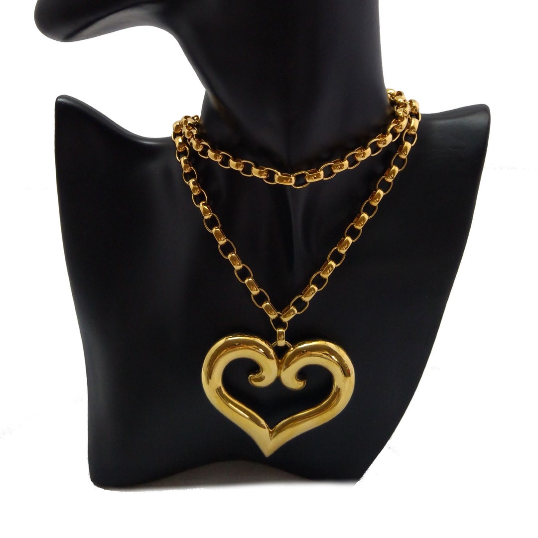 Massive Vintage NINA RICCI Heart Pendant Necklace Haute - Etsy