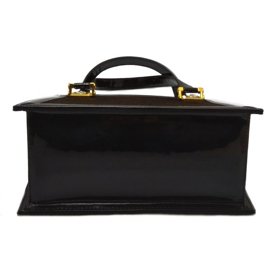 Vintage VERSACE brown patent leather handbag, Vin… - image 7