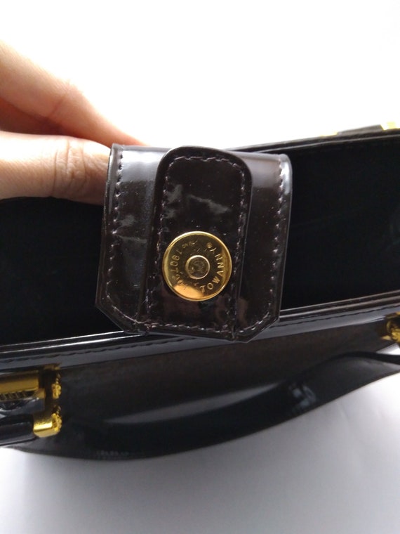 Vintage VERSACE brown patent leather handbag, Vin… - image 8