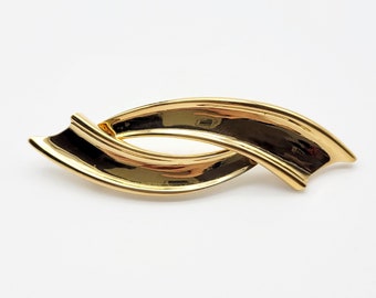 Vintage YSL Yves Saint Laurent goldtone brooch, Gift for her