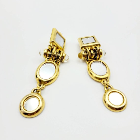 Vintage Claire Deve mirror dangle earrings, state… - image 1