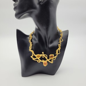 Collier Vintage DOLCE VITA En Métal Doré Avec Décor De Batonnets - Occasion Bon État