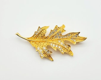 Brosche mit Vintage Blättermotiv, französischer Designer Schmuck, Geschenk für Sie