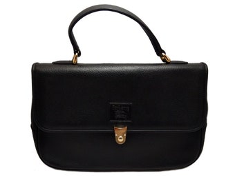 Bolso vintage BURBERRYS de cuero negro, regalo para ella, bolso de diseñador auténtico