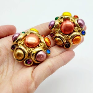 French vintage Jacky de G colorful earrings, statement earrings