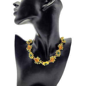 Raro vintage YSL Yves Saint Laurent collar de esmalte de alta costura