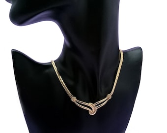 GIVENCHY - Elegante collana vintage Givenchy color oro con strass trasparenti - regalo per lei - Parigi vintage