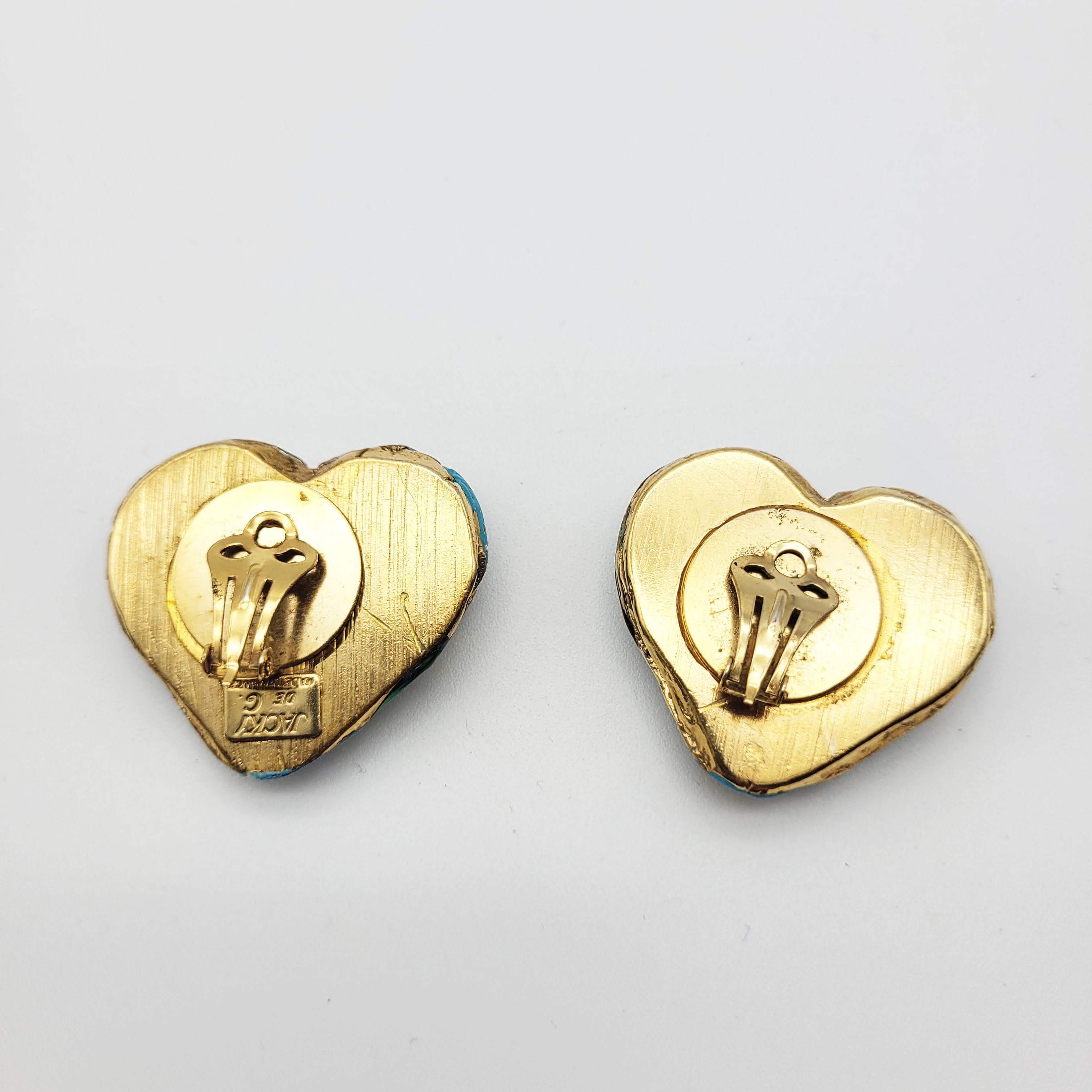 Boucles D'Oreilles Clips Jacky De G. - Cœur Vintage Doré - Occasion