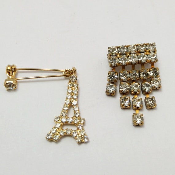 Set of two french vintage rhinestone brooches - image 1