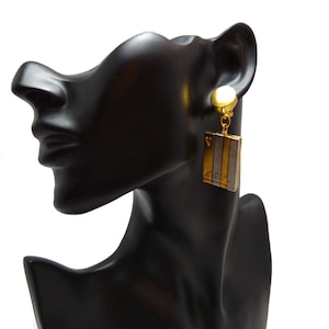 Vintage dangling earrings Karl Lagerfeld, rare jewelry, Paris jewelry, clip on earrings, unique earrings, Gift for her, statement earrings