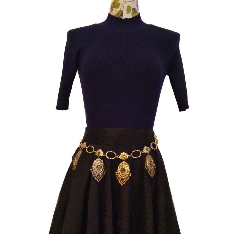 Gift for her Paris vintage fashion Haute Couture French vintage baroque link bronze belt