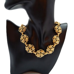 Vintage YVES SAINT LAURENT flower motif necklace, Haute Couture, Vintage Designer jewelry, Gift for her