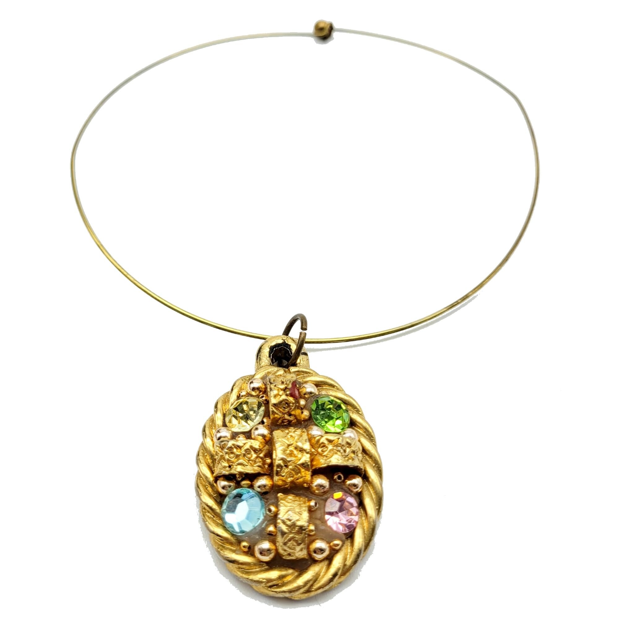 Collier Vintage Années 80 Jacky De G Paris - Pendentif Soleil, Finition Argent Vieilli, Longueur ~46-50 Cm, Occasion