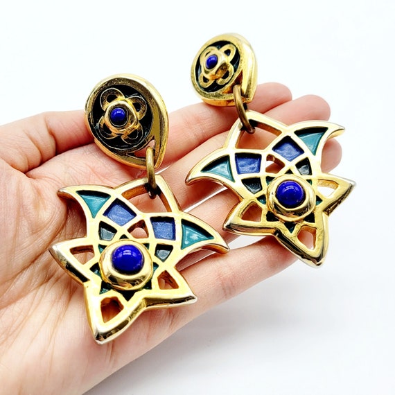 Vintage Frederic Volle Paris dangle earrings, statement earrings