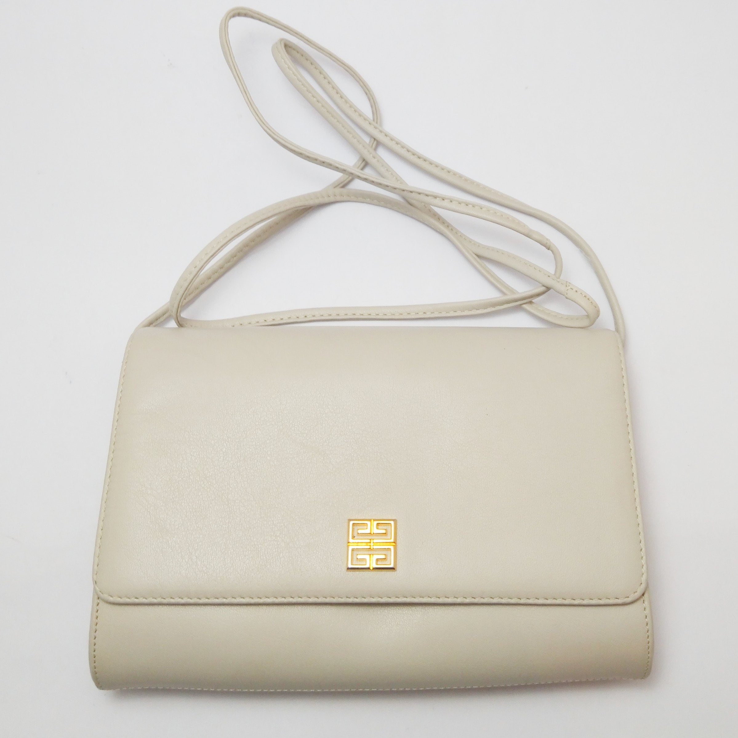 Vintage GIVENCHY Beige Leather Mini Crossbody Bag Authentic 