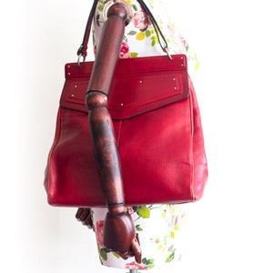 Rare vintage Yves Saint Laurent red leather tote bag / Gift for her