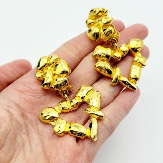 Vintage Christian Lacroix Heart Dangle Earrings, Statement